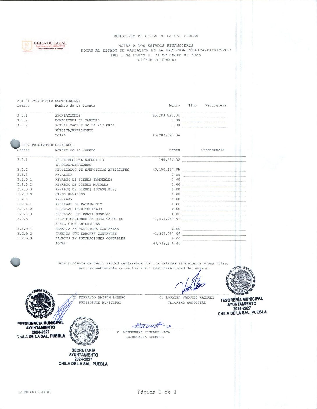 11 NOTAS AL ESTADO DE VARIACION EN LA HACIENDA PUBLICA 012026