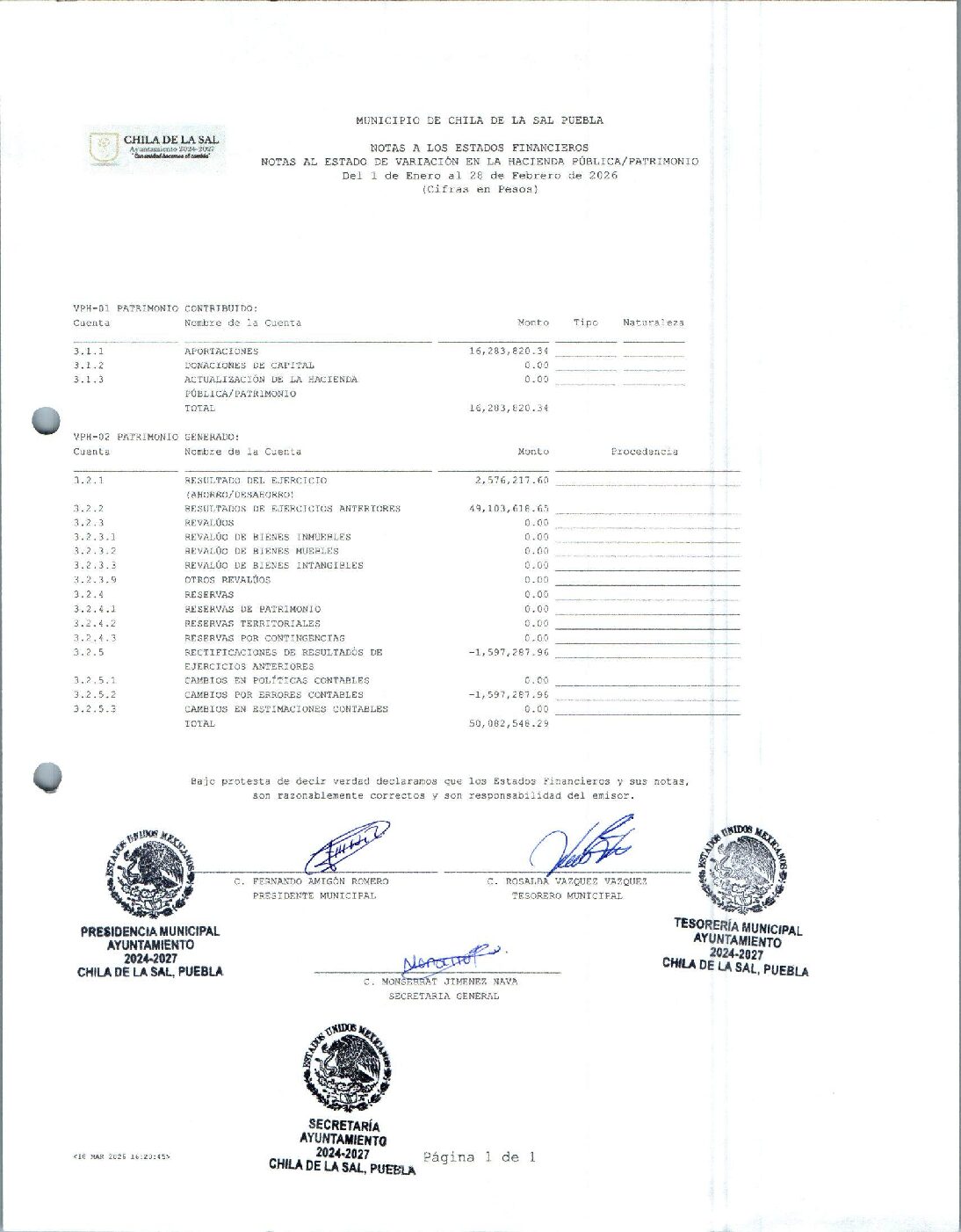 11 NOTAS AL ESTADO DE VARIACION EN LA HACIENDA PÚBLICA 022026