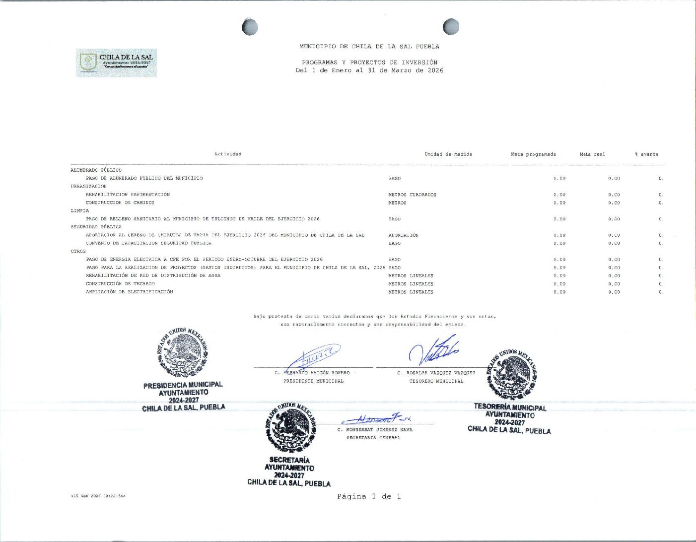 26 PROGRAMAS Y PROYECTOS DE INVERSIÓN 032026