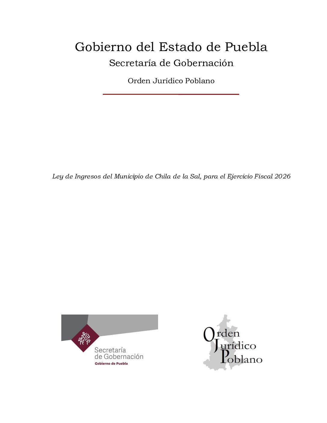 Ley De Ingresos Del Municipio De Chila De La Sal 2026